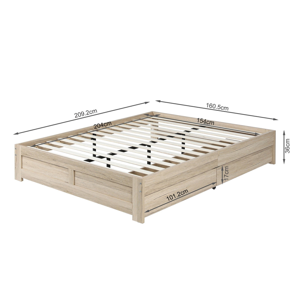 Borneo Queen Storage Bed - Oak