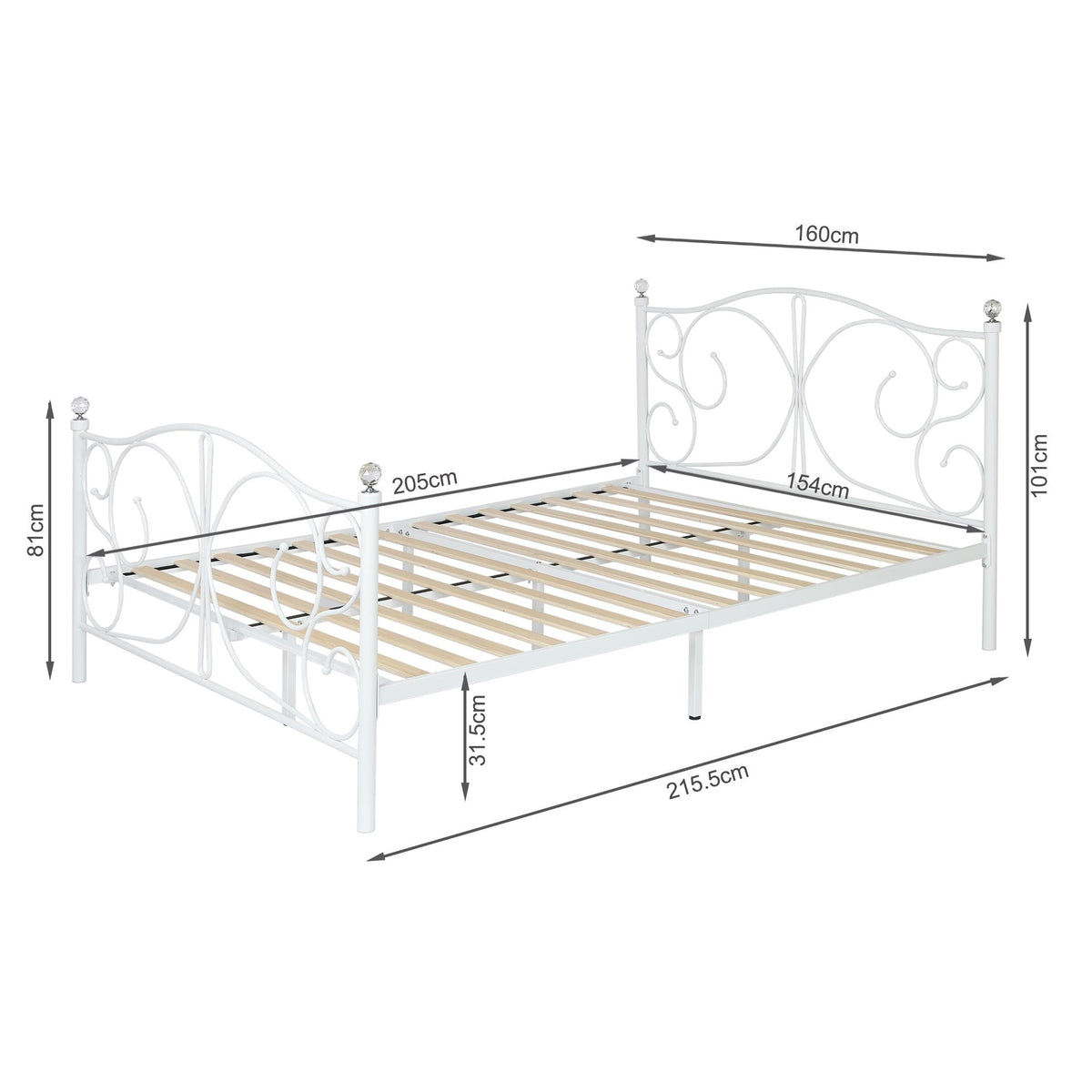 Manaia Queen Metal Bed Frame - White