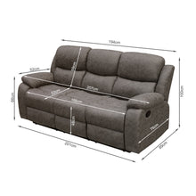 Load image into Gallery viewer, Wilson Manual 3 Seater Recliner Sofa - Brown