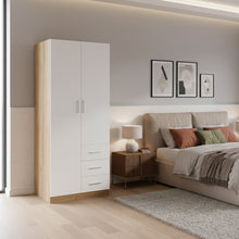 Load image into Gallery viewer, Harris 2 Door Wardrobe with 3 Drawers - Oak+White