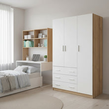 Load image into Gallery viewer, Harris 3 Door Wardrobe with 3 Drawers - Oak+White