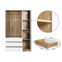 Load image into Gallery viewer, Harris 3 Door Wardrobe with 3 Drawers - Oak+White