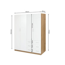 Load image into Gallery viewer, Harris 4 Door Wardrobe with 3 Drawers - Oak+White