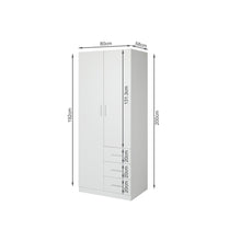 Load image into Gallery viewer, Tongass 2 Door Wardrobe with 3 Drawers - White