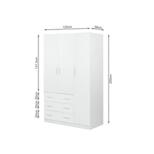 Load image into Gallery viewer, Tongass 3 Door Wardrobe with 3 Drawers - White