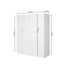Load image into Gallery viewer, Tongass 4 Door Wardrobe with 3 Drawers - White