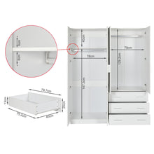 Load image into Gallery viewer, Tongass 4 Door Wardrobe with 3 Drawers - White