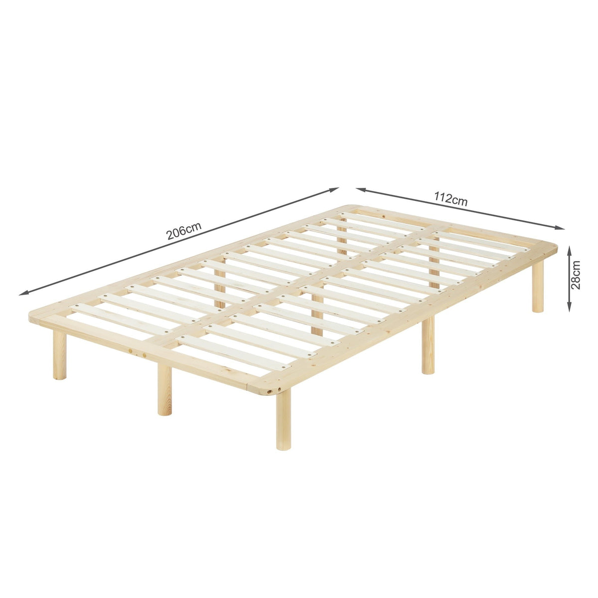 Ohio King Single Wooden Bed Base - Natural