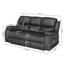 Load image into Gallery viewer, Wilson Manual 3 Seater Recliner Sofa - Black