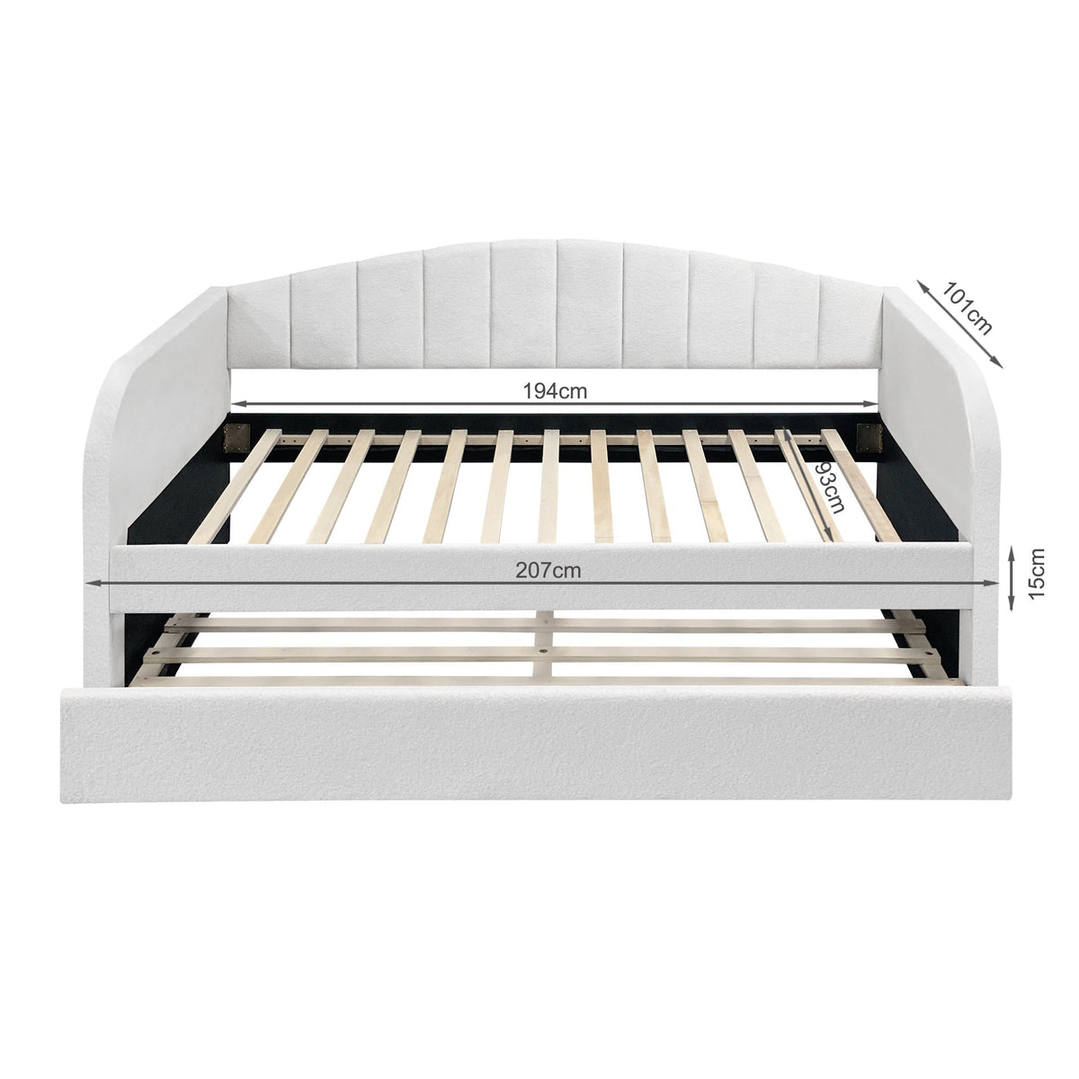 Majura Single Trundle Bed Frame - Cream