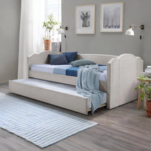 Load image into Gallery viewer, Castle Single Velvet Trundle Bed Frame - Beige
