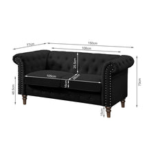 Load image into Gallery viewer, Chesley Velvet 2 Seater Sofa - Black
