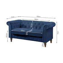 Load image into Gallery viewer, Chesley Velvet 2 Seater Sofa - Navy Blue
