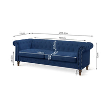 Load image into Gallery viewer, Chesley Velvet 3 Seater Sofa - Navy Blue