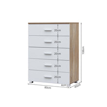 Load image into Gallery viewer, Bram Tallboy 5 Drawer Chest Dresser - Oak + White