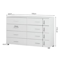 Load image into Gallery viewer, Bram Low Boy 8 Drawer Chest Dresser - White