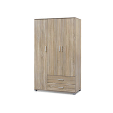 Load image into Gallery viewer, Bram 3 Door Wardrobe Cabinet with 2 Drawers - Oak