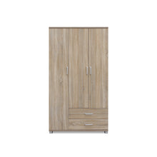 Load image into Gallery viewer, Bram 3 Door Wardrobe Cabinet with 2 Drawers - Oak