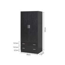 Load image into Gallery viewer, Bram 2 Door Wardrobe with 2 Drawers - Black