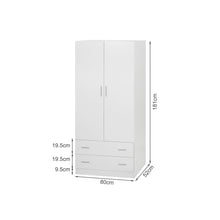 Load image into Gallery viewer, Bram 2 Door Wardrobe with 2 Drawers - White