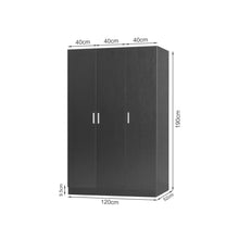 Load image into Gallery viewer, Bram 3 Door Wardrobe Cabinet - Black