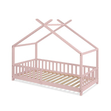 Load image into Gallery viewer, Minto Single Wooden House Bed Frame - Pink