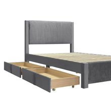 Load image into Gallery viewer, Gower Double Fabric Bed Frame with 4 Drawers - Grey