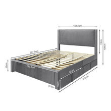 Load image into Gallery viewer, Gower Queen Fabric Bed Frame with 4 Drawers - Grey