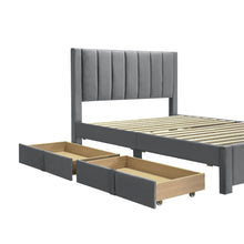 Load image into Gallery viewer, Columbia Double Fabric Bed Frame with 4 Drawers - Grey