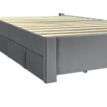 Load image into Gallery viewer, Columbia Double Fabric Bed Frame with 4 Drawers - Grey