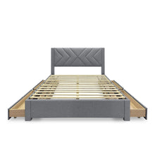 Load image into Gallery viewer, Haydon Queen Fabric Bed Frame with 4 Drawers - Light Grey