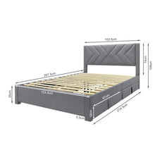 Load image into Gallery viewer, Haydon Queen Fabric Bed Frame with 4 Drawers - Light Grey
