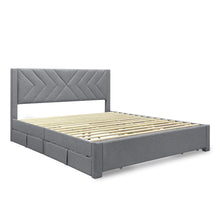 Load image into Gallery viewer, Haydon Super King Fabric Bed Frame with 4 Drawers - Light Grey