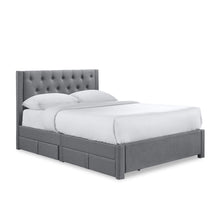 Load image into Gallery viewer, Thornton Double Fabric Bed Frame with 4 Drawers - Light Grey