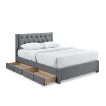 Load image into Gallery viewer, Thornton Double Fabric Bed Frame with 4 Drawers - Light Grey