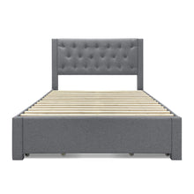 Load image into Gallery viewer, Thornton Double Fabric Bed Frame with 4 Drawers - Light Grey