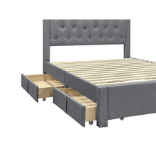 Load image into Gallery viewer, Thornton Double Fabric Bed Frame with 4 Drawers - Light Grey