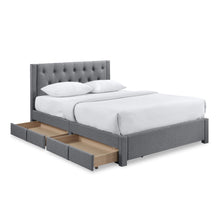 Load image into Gallery viewer, Thornton Queen Fabric Bed Frame with 4 Drawers - Light Grey