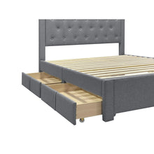 Load image into Gallery viewer, Thornton Queen Fabric Bed Frame with 4 Drawers - Light Grey