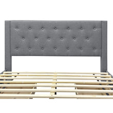 Load image into Gallery viewer, Thornton Queen Fabric Bed Frame with 4 Drawers - Light Grey