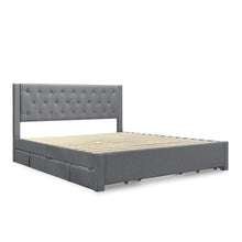 Load image into Gallery viewer, Thornton Super King Fabric Bed Frame with 4 Drawers - Light Grey
