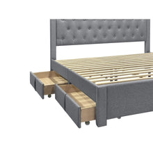 Load image into Gallery viewer, Thornton Super King Fabric Bed Frame with 4 Drawers - Light Grey