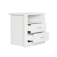 Load image into Gallery viewer, Mateo Wooden Bedside Table with 2 Drawer - White