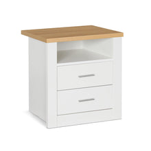 Load image into Gallery viewer, Mateo Wooden Bedside Table - White + Oak