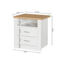 Load image into Gallery viewer, Mateo Wooden Bedside Table - White + Oak