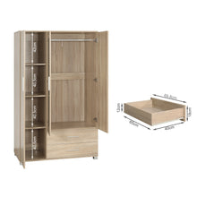 Load image into Gallery viewer, Bram 3 Door Wardrobe Cabinet with Mirror - Oak