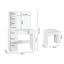 Load image into Gallery viewer, Carnation Dressing Table with Drawers Set 2pcs - White