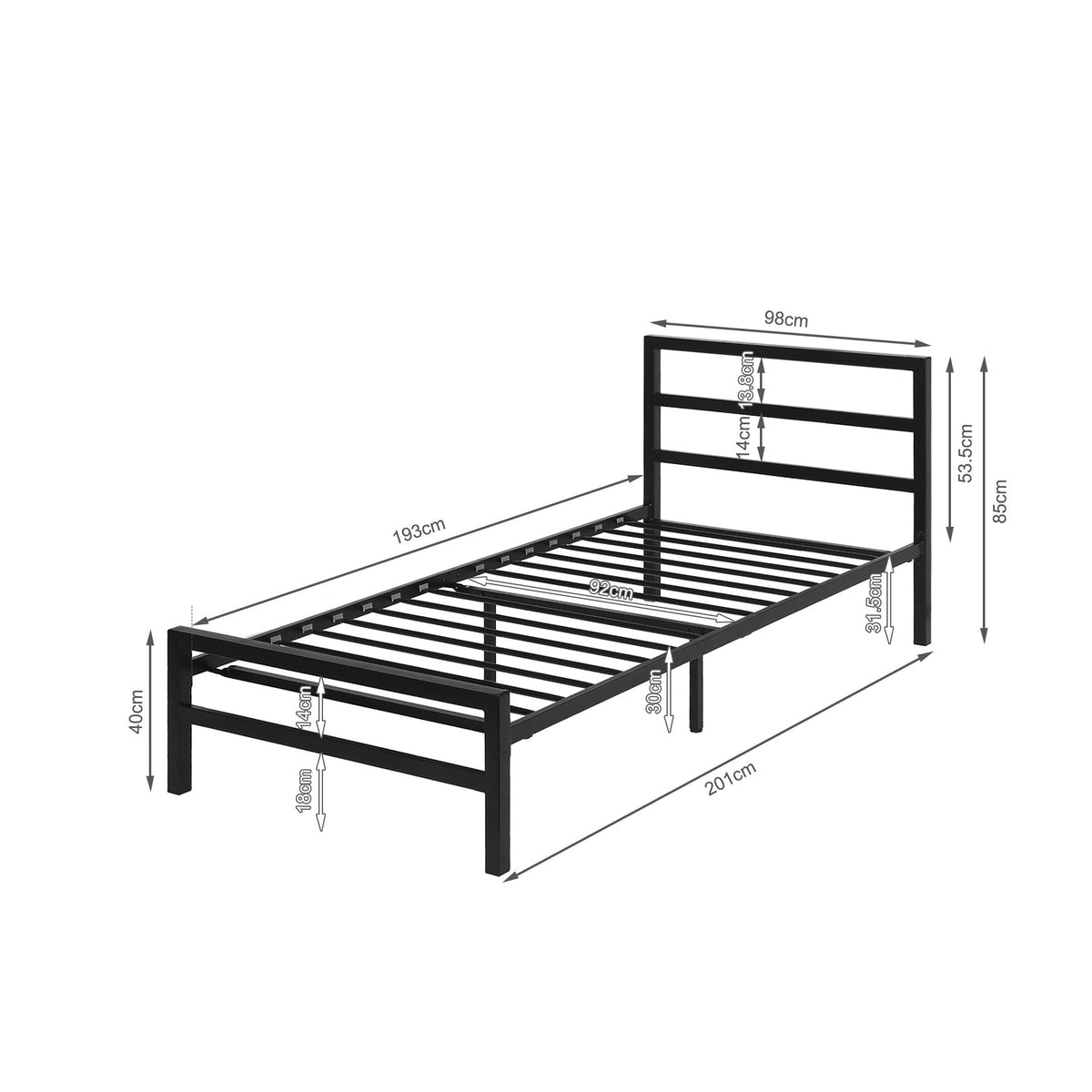 Dowe Single Metal Bed Frame - Black