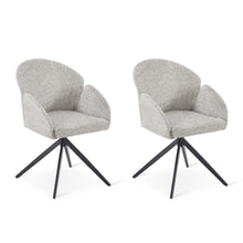 Load image into Gallery viewer, Carmen Boucle Swivel Dining ArmChairs - Set of 2 - Silver Grey
