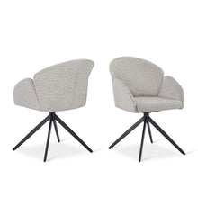 Load image into Gallery viewer, Carmen Boucle Swivel Dining ArmChairs - Set of 2 - Silver Grey